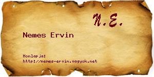 Nemes Ervin névjegykártya